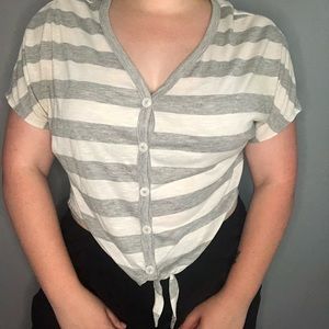 So cropped striped button up